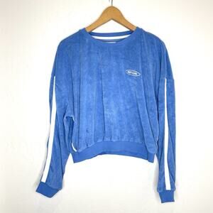 Rip curl High Tide Terry Crew Sweatshirt Womens Medium Blue White Stripe